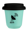 Kubek turkusowy 150 ml, ANTENA (czarny) z pokrywka czarna kubek termiczny na kawe | 85,00 zł
