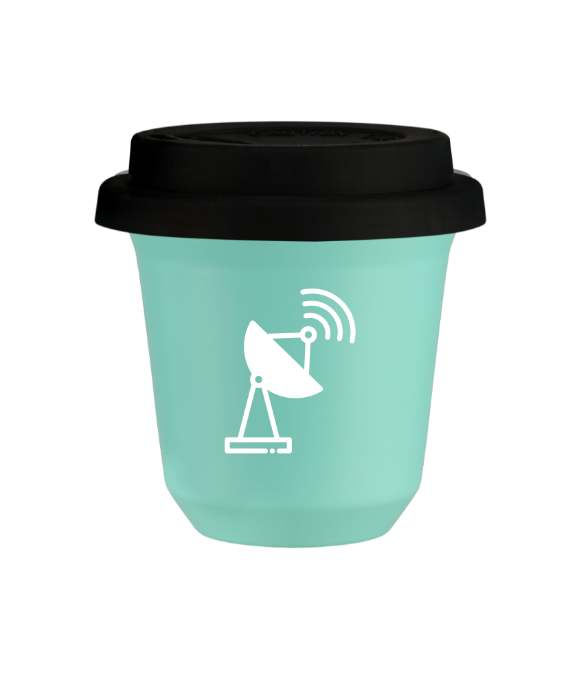 Kubek turkusowy 150 ml, ANTENA (bialy) z pokrywka czarna kubek termiczny na kawe | 85,00 zł Kubek turkusowy 150 ml, ANTENA (bialy) z pokrywka czarna kubek termiczny na kawe | 85,00 zł