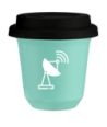Kubek turkusowy 150 ml, ANTENA (bialy) z pokrywka czarna kubek termiczny na kawe | 85,00 zł