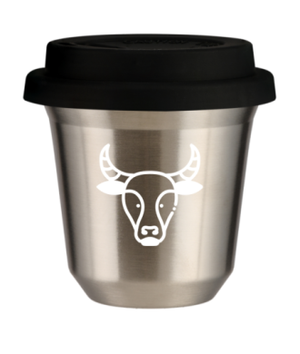 Kubek srebrny 150 ml, BYK (bialy) z pokrywka czarna