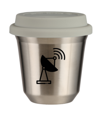 Kubek srebrny 150 ml, ANTENA z pokrywka biala