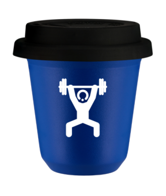 Kubek navy blue 150 ml, SILACZ 1 (bialy) z pokrywka czarna