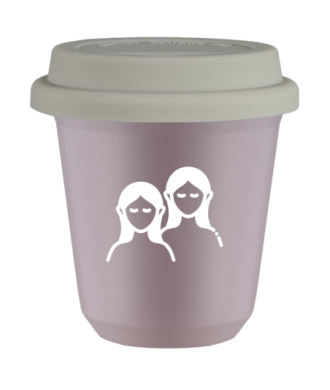 Kubek 240 ml LAWENDOWY "Bliźnięta (biały)", z białą pokrywką Kubek 240 ml LAWENDOWY "Bliźnięta (biały)", z białą pokrywką