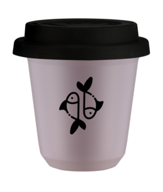 Kubek 240 ml LAWENDOWY "Ryby", z czarną pokrywką Kubek 240 ml LAWENDOWY "Ryby", z czarną pokrywką