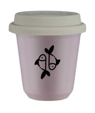 Kubek 240 ml LAWENDOWY "Ryby", z białą pokrywką Kubek 240 ml LAWENDOWY "Ryby", z białą pokrywką