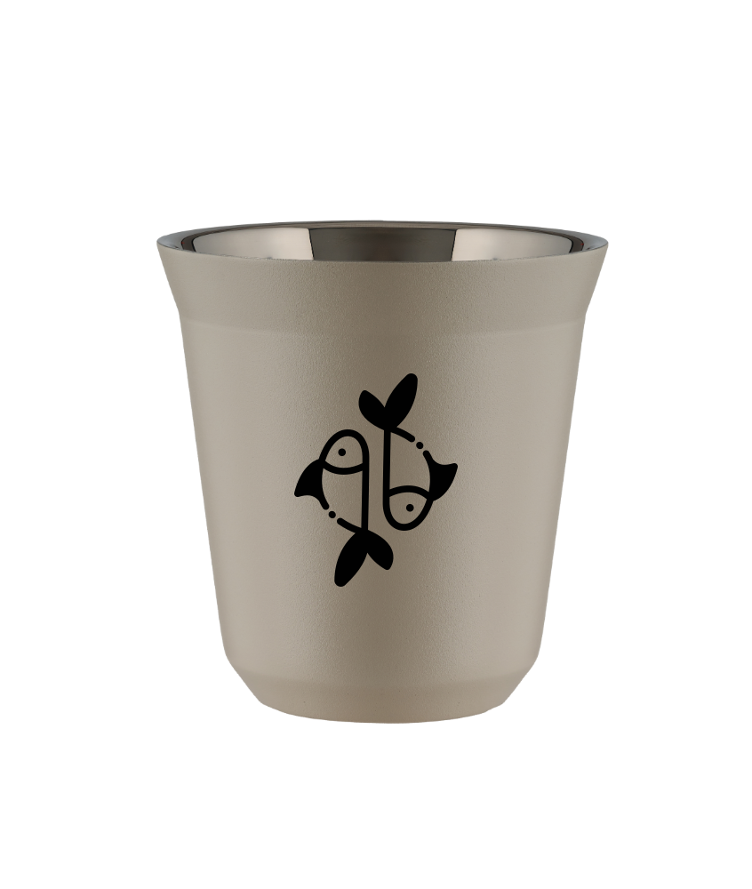 Kubek 240 ml BEŻOWY "Ryby (czarny)"