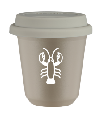 Kubek 240 ml BEŻOWY "Rak (biały)", z białą pokrywką Kubek 240 ml BEŻOWY "Rak (biały)", z białą pokrywką