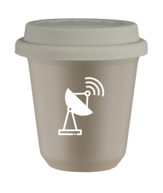 Kubek 240 ml BEŻOWY "Antena (biały)", z białą pokrywką Kubek 240 ml BEŻOWY "Antena (biały)", z białą pokrywką