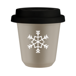 Cup 240 ml BEIGE "Snowflake (white)", with black lid