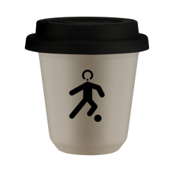 Cup 240 ml BEIGE "Football (black)", with black lid
