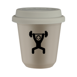 Cup 240 ml BEIGE "Strongman 1", with white lid