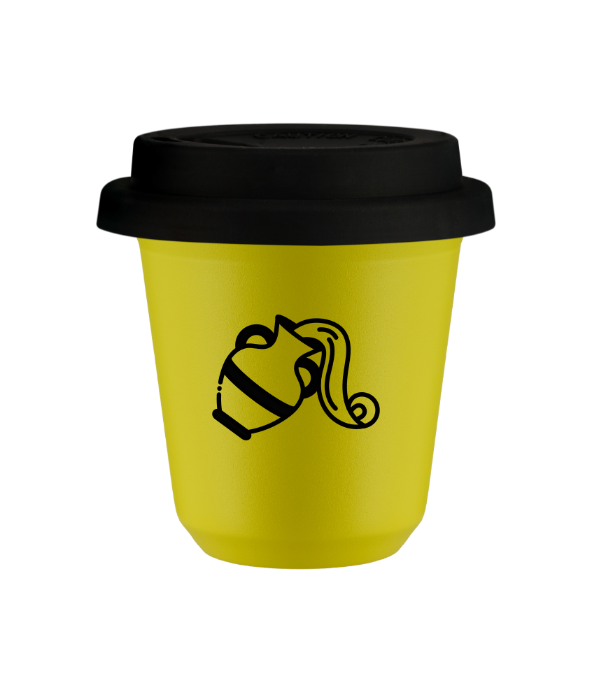 Cup 240 ml YELLOW "Aquarius (black)", with black lid