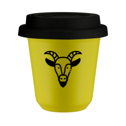 Cup 240 ml YELLOW "Capricorn (black)", with black lid