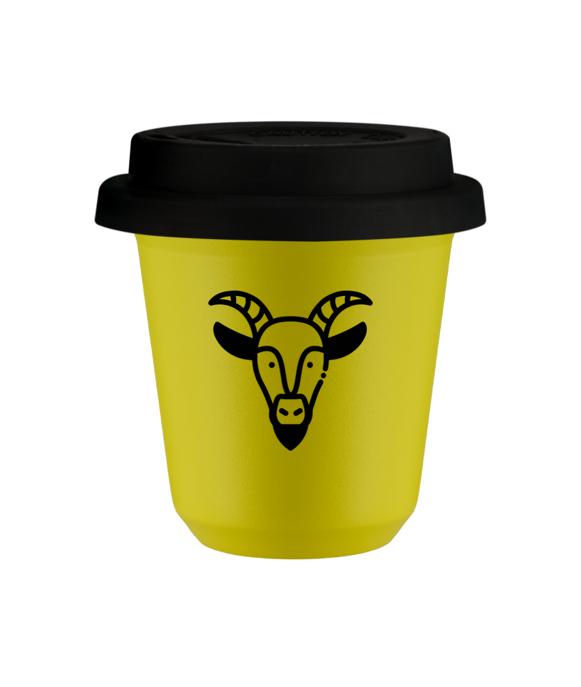 Cup 240 ml YELLOW "Capricorn (black)", with black lid