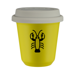 Cup 240 ml YELLOW "Cancer", with white lid