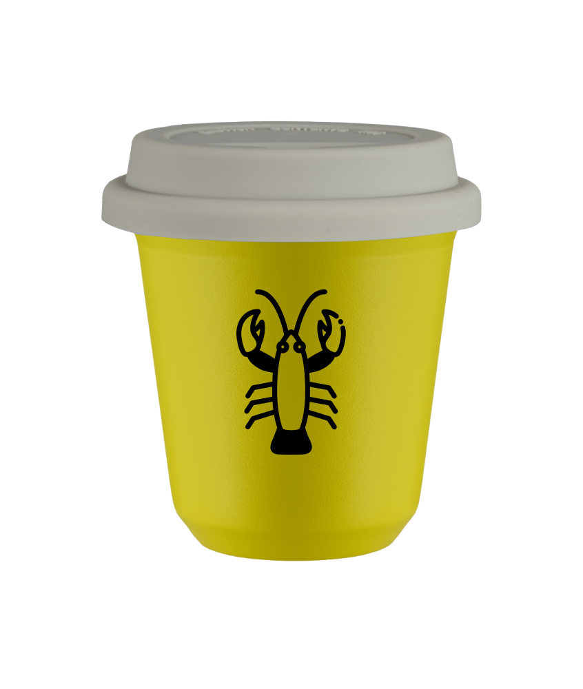 Cup 240 ml YELLOW "Cancer", with white lid