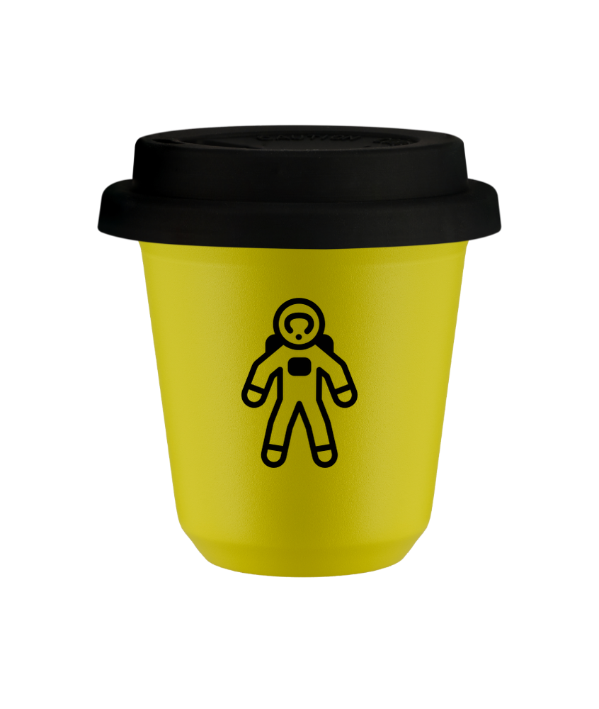 Cup 240 ml YELLOW "Astronaut", with black lid