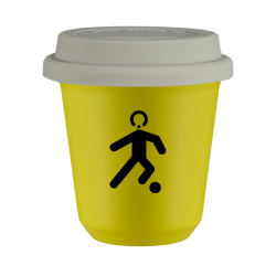 Cup 240 ml YELLOW "Football", with white lid