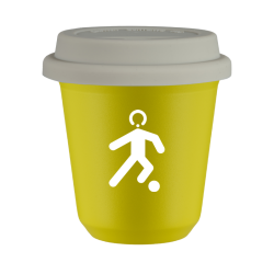 Cup 240 ml YELLOW "Football (white)", with white lid