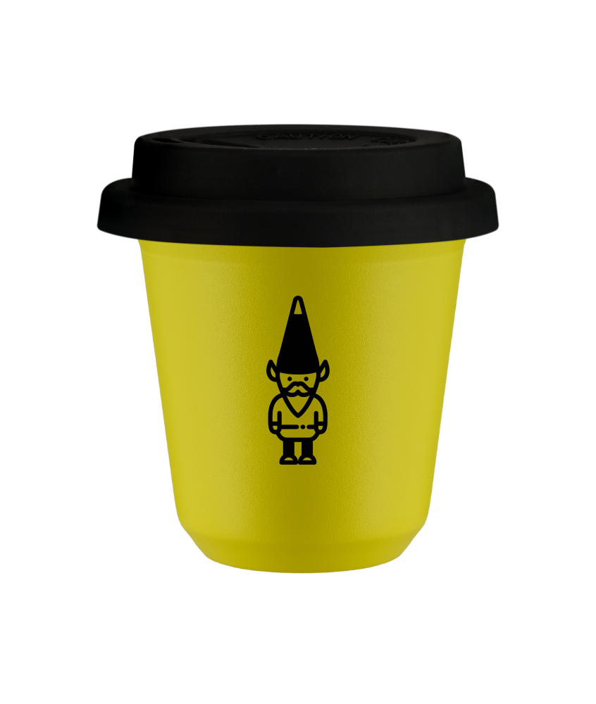 Cup 240 ml YELLOW "Dwarf 1", with black lid