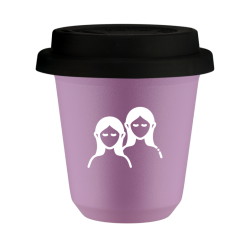 Cup 240 ml LILAC "Gemini (white)", with black lid