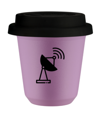 Kubek 240 ml LILIOWY "Antena", z czarną pokrywką Kubek 240 ml LILIOWY "Antena", z czarną pokrywką