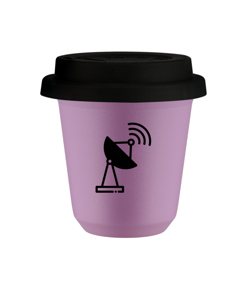 Kubek 240 ml LILIOWY "Antena", z czarną pokrywką