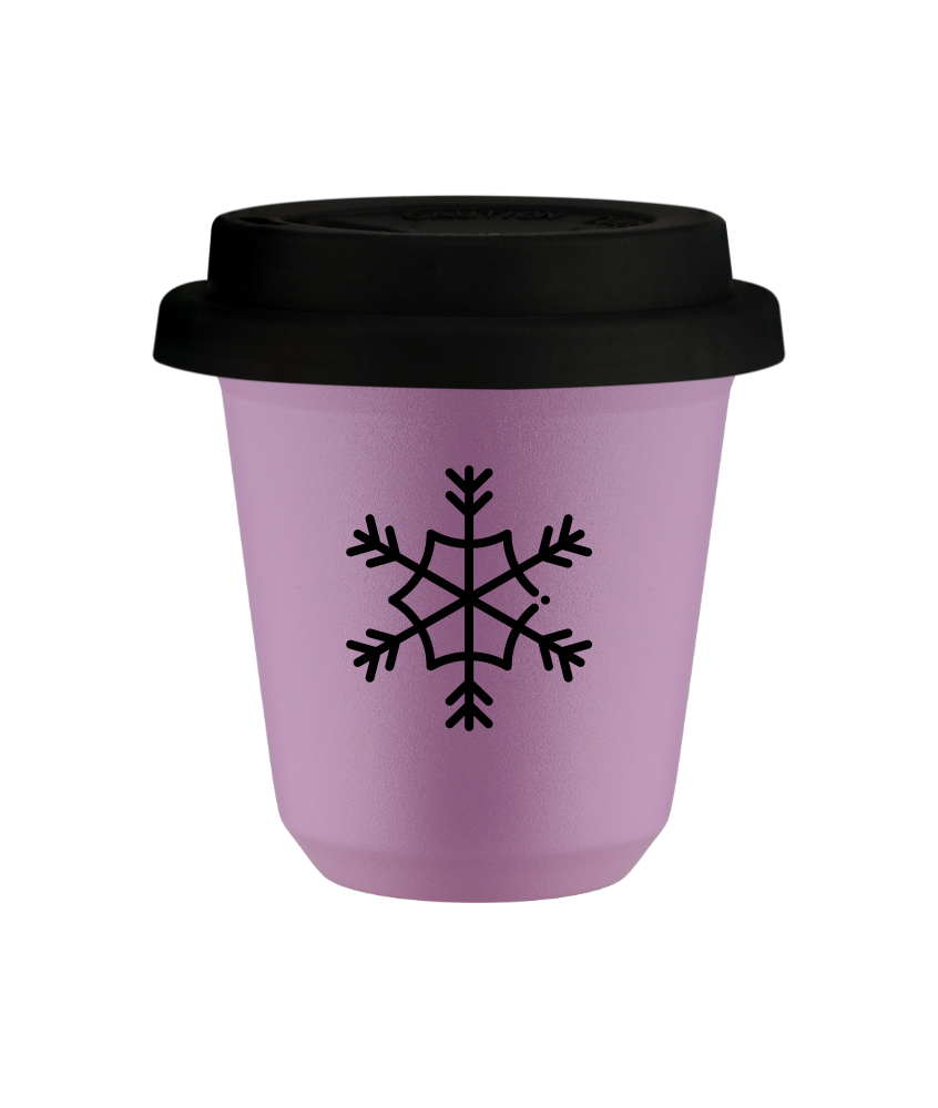 Kubek 240 ml LILIOWY "Śnieżynka", z czarną pokrywką