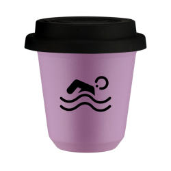 Cup 240 ml LILAC "Swimming (black)", with black lid