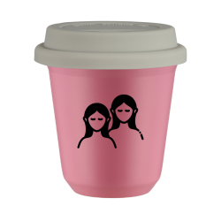 Cup 240 ml PINK "Gemini (black)", with white lid