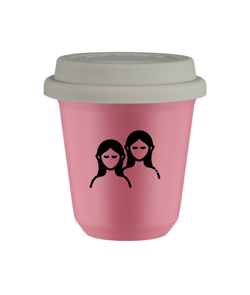 Cup 240 ml PINK "Gemini (black)", with white lid