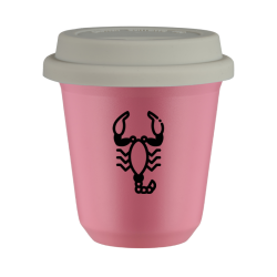Cup 240 ml PINK "Scorpio (black)", with white lid