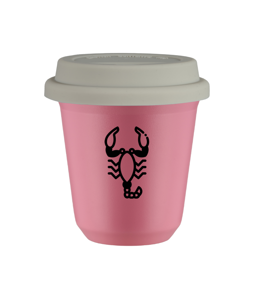 Cup 240 ml PINK "Scorpio (black)", with white lid