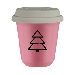 Cup 240 ml PINK "Christmas tree", with white lid