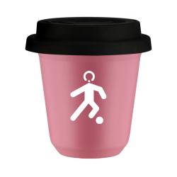 Cup 240 ml PINK "Football (white)", with black lid