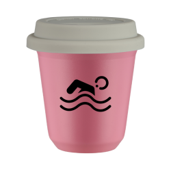 Cup 240 ml PINK "Swimming", with white lid