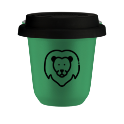 Cup 80 ml GREEN "Leo (black)", with black lid