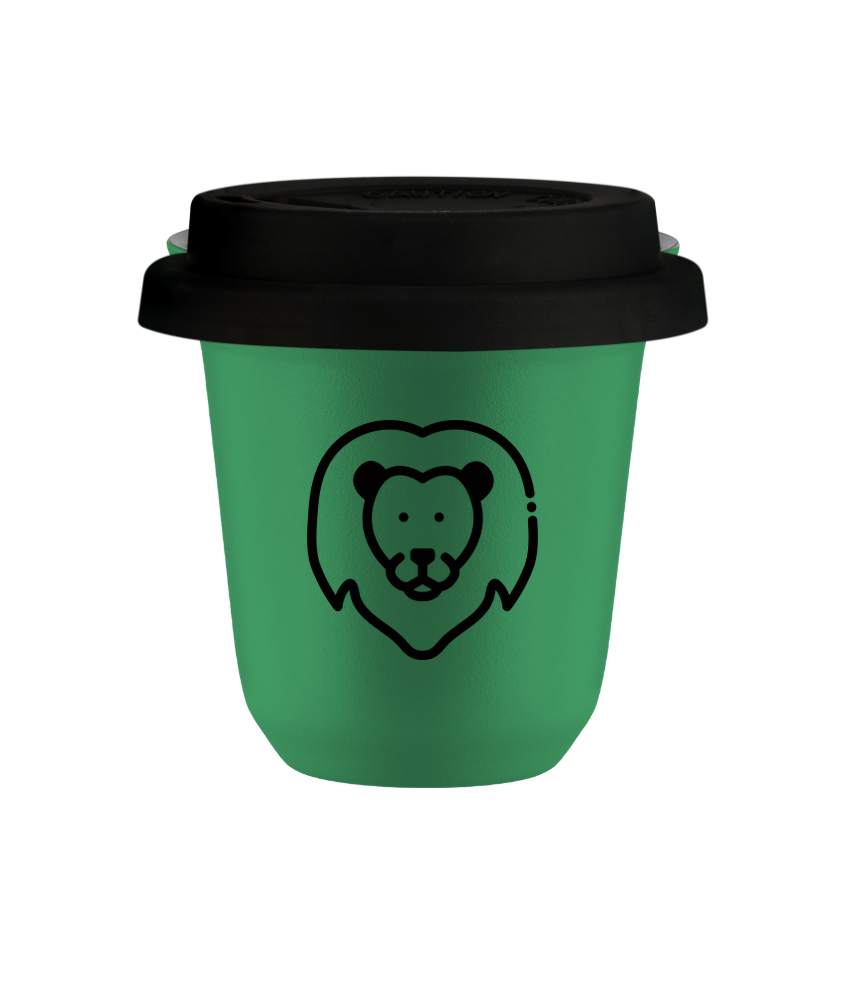 Cup 80 ml GREEN "Leo (black)", with black lid