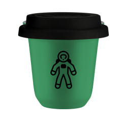 Cup 80 ml GREEN "Astronaut", with black lid