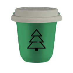 Cup 80 ml GREEN "Christmas tree", with white lid