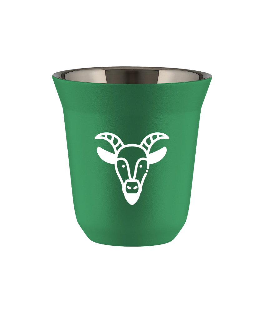 Kubek 150 ml ZIELONY "Koziorożec (biały)"