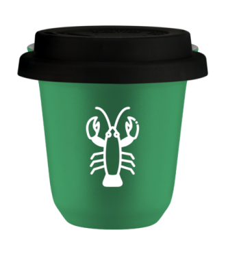 Kubek 150 ml ZIELONY "Rak (biały)", z czarną pokrywką Kubek 150 ml ZIELONY "Rak (biały)", z czarną pokrywką
