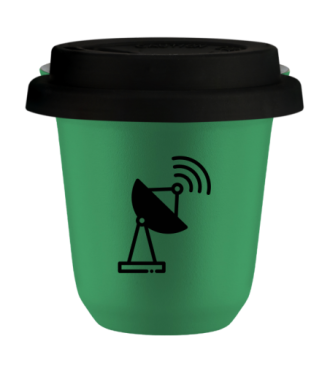 Kubek 150 ml ZIELONY "Antena", z czarną pokrywką Kubek 150 ml ZIELONY "Antena", z czarną pokrywką