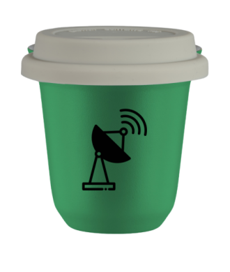 Kubek 150 ml ZIELONY "Antena", z białą pokrywką Kubek 150 ml ZIELONY "Antena", z białą pokrywką