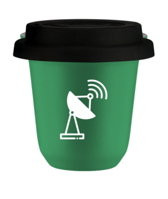 Kubek 150 ml ZIELONY "Antena (biały)", z czarną pokrywką Kubek 150 ml ZIELONY "Antena (biały)", z czarną pokrywką