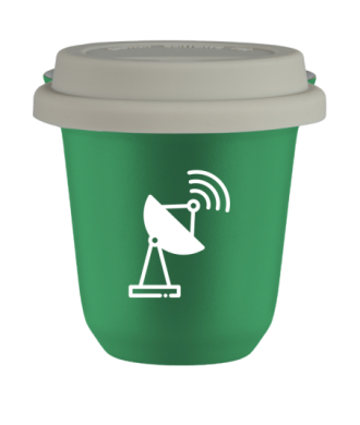 Kubek 150 ml ZIELONY "Antena (biały)", z białą pokrywką Kubek 150 ml ZIELONY "Antena (biały)", z białą pokrywką