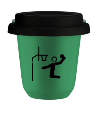 Kubek 150 ml ZIELONY "Koszykówka", z czarną pokrywką Kubek 150 ml ZIELONY "Koszykówka", z czarną pokrywką
