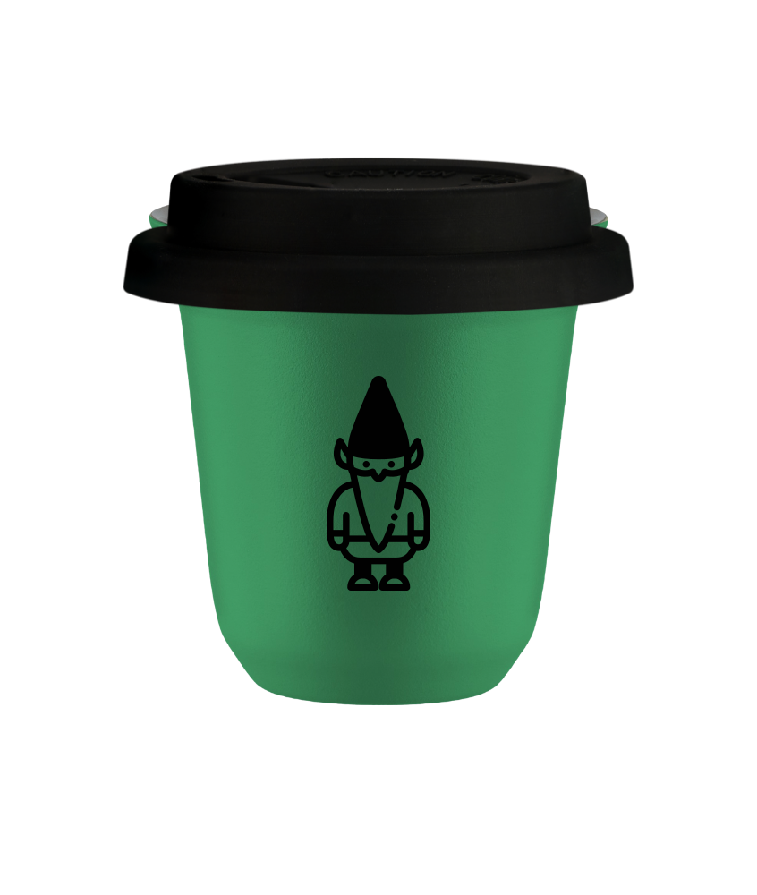 Kubek 150 ml ZIELONY "Krasnal 2", z czarną pokrywką