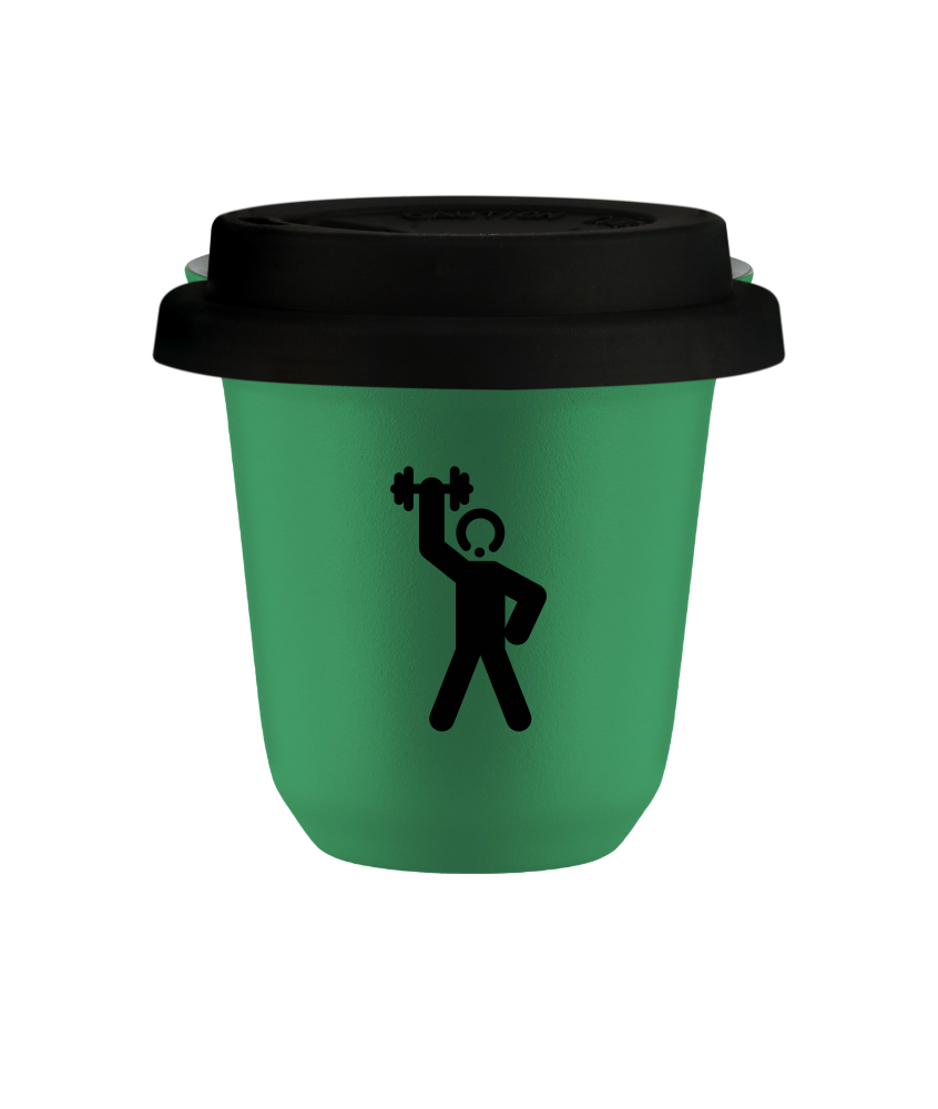 Kubek 150 ml ZIELONY "Siłacz 2", z czarną pokrywką