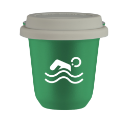 Cup 150 ml GREEN "Swimming (white)", with white lid